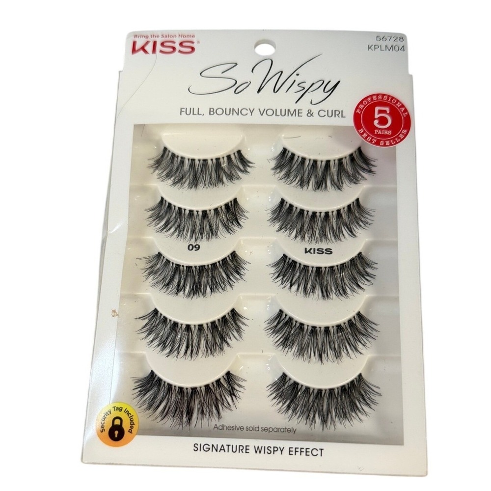 KISS So Wispy 09 False Eyelashes 5 Pairs Multipack Full Bouncy Volume KPLM04